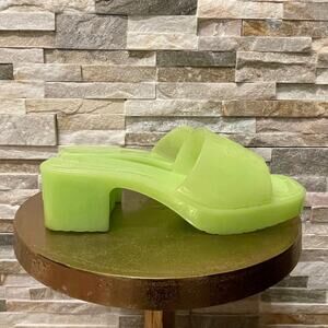 Barbie Neon Green Jelly Block Heels 9 | Platform Slide Sandals, Retro Costume
